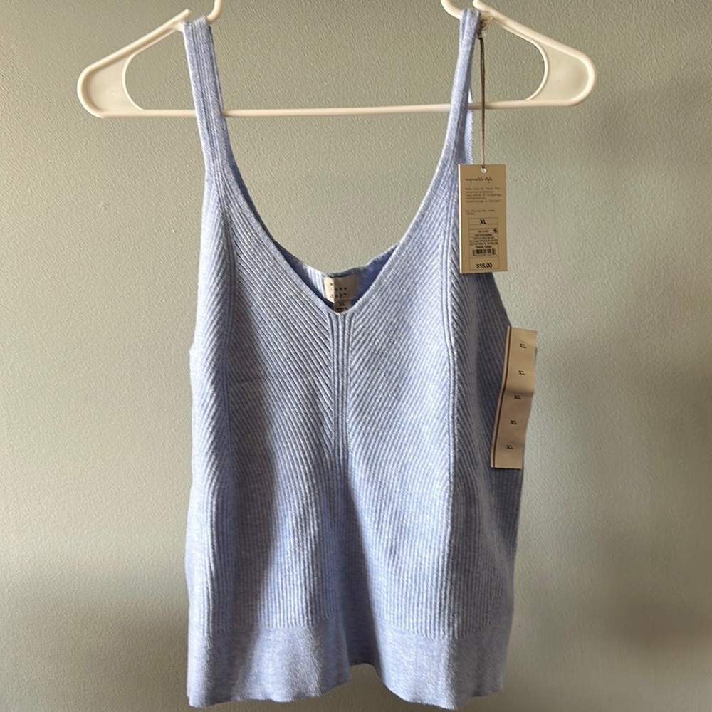 NWT- A New Day ribbed tank top- light blue
